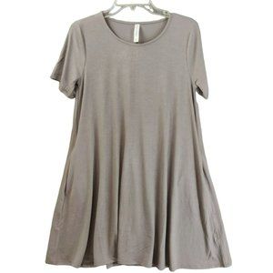 Zenana Premium Women's Size Large Grey Tunic Flare Midi Pockets